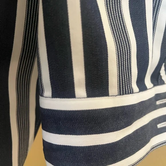 Chico’s Blue and White Striped Button-Up Shirt - Picture 3 of 7